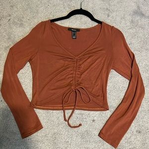 Cinch-Front Orange Top